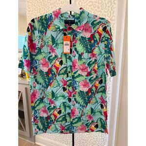 Margaritaville Men’s Clearwater Tropical Button Up Hawaiian Shirt Size S